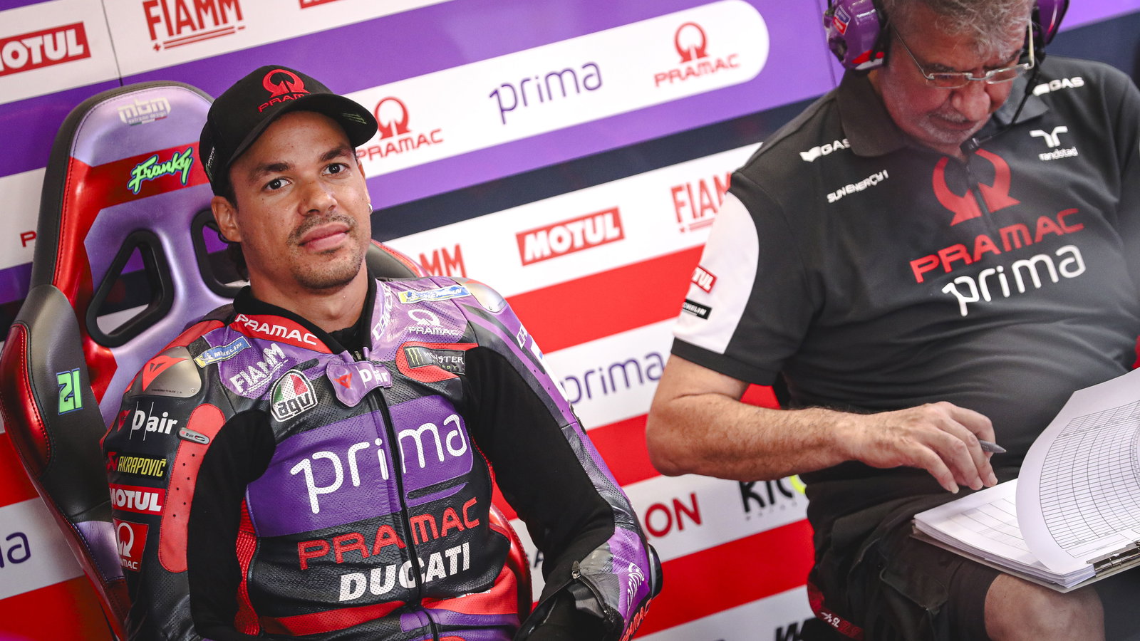 Franco Morbidelli, 2024 MotoGP Austrian Grand Prix, pit box. Credit: Gold and Goose.