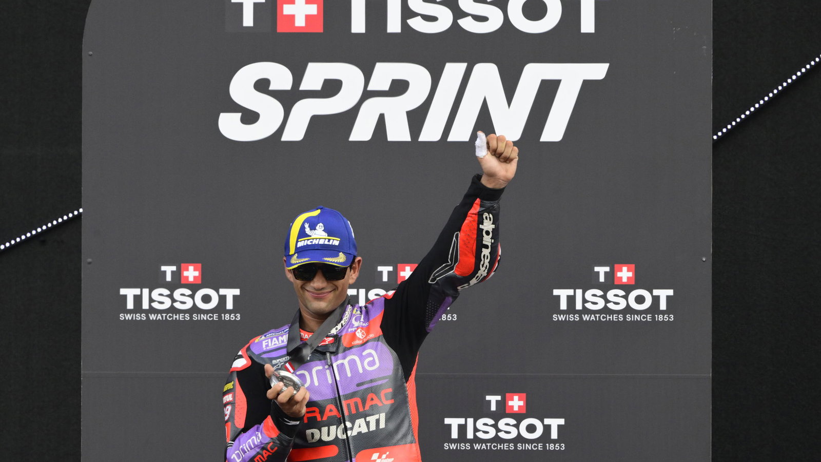 Jorge Martin, 2024 MotoGP Austrian Grand Prix, Sprint podium. - Gold and Goose.