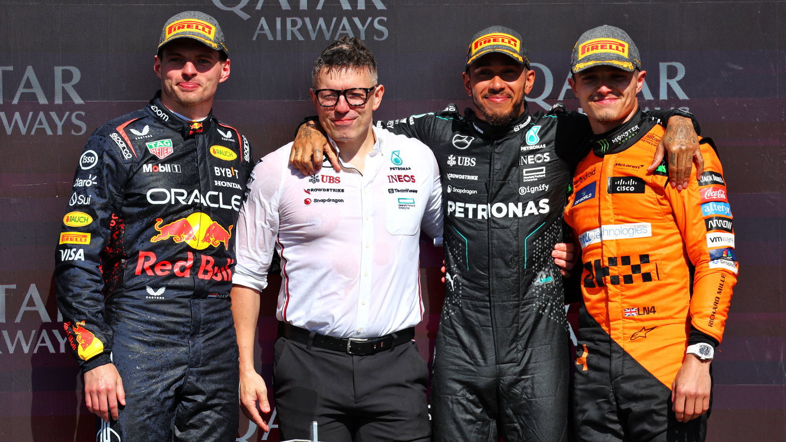 Max Verstappen, Lewis Hamilton and Lando Norris