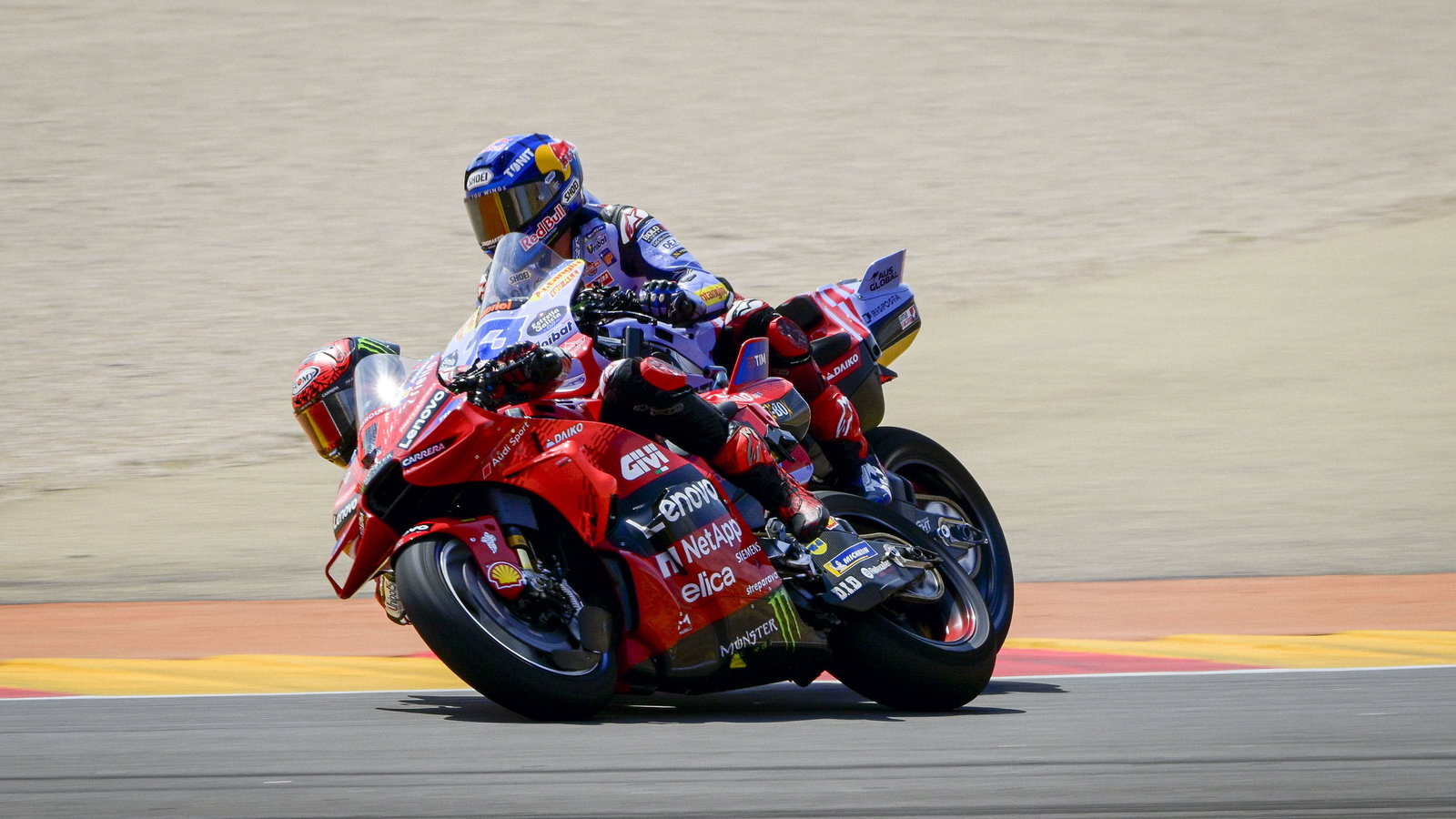 Francesco Bagnaia, Alex Marquez, 2024 MotoGP Aragon Grand Prix. Credit: Gold and Goose.