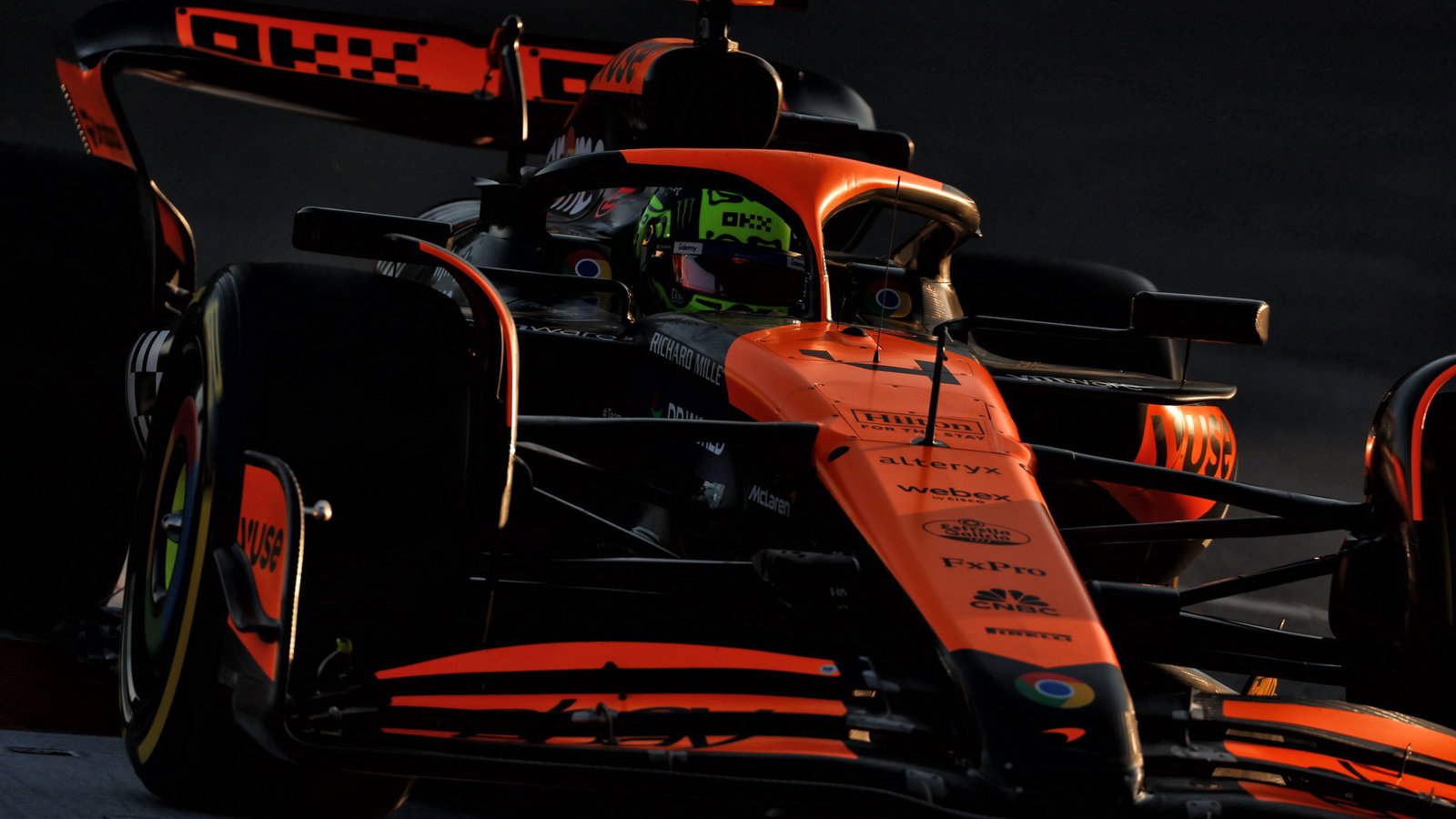 Lando Norris on track in Baku 