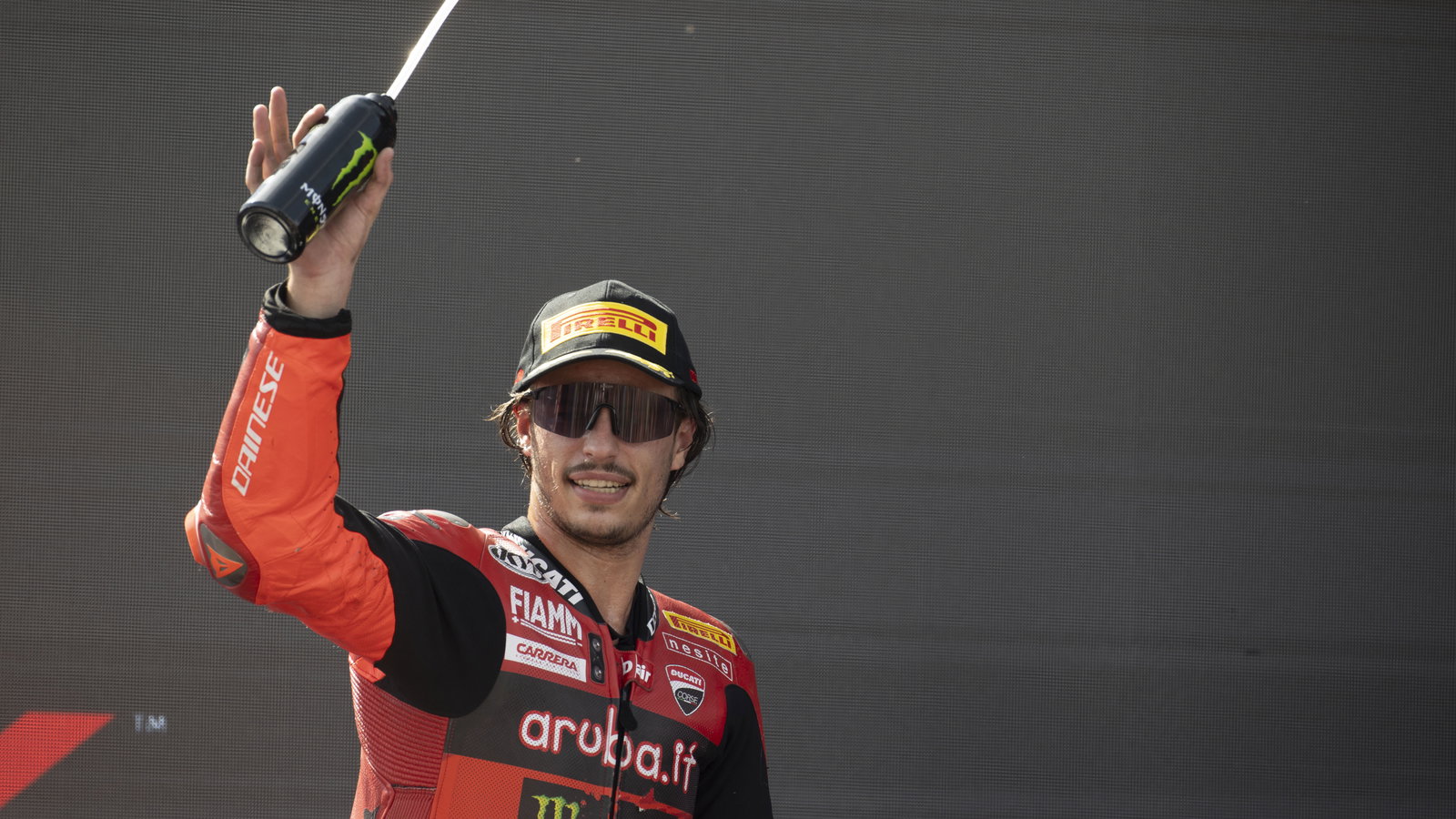 Nicolo Bulega, 2024 Spanish WorldSBK, podium. Credit: Gold and Goose.