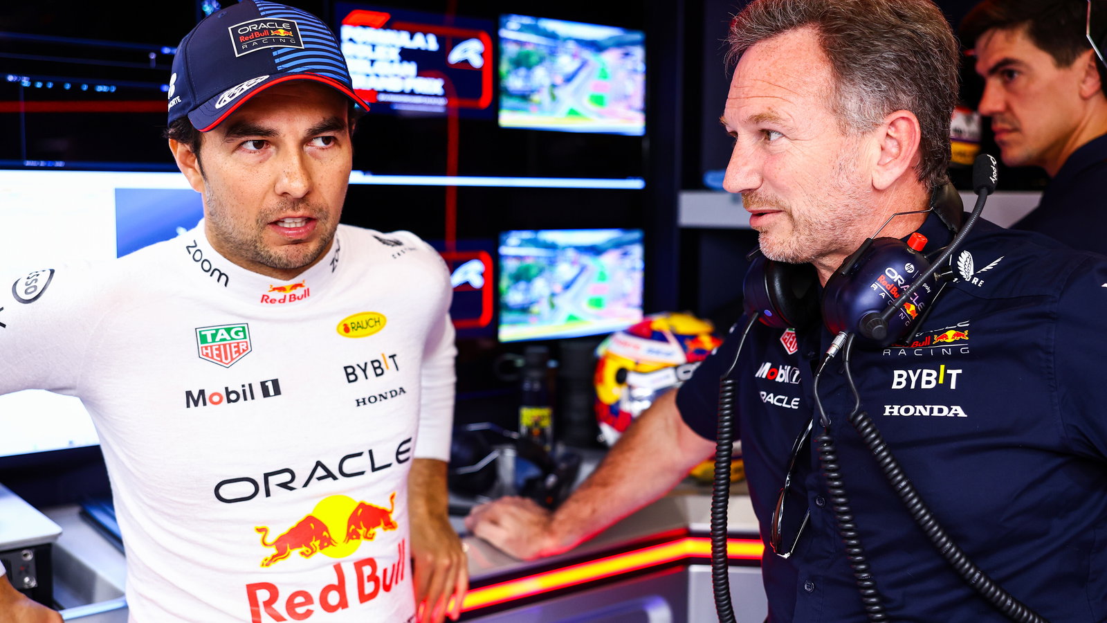 Sergio Perez and Christian Horner