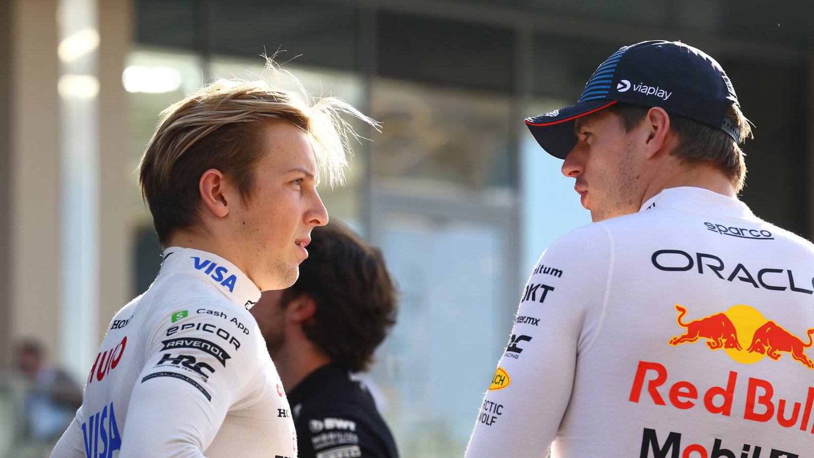 Liam Lawson and Max Verstappen