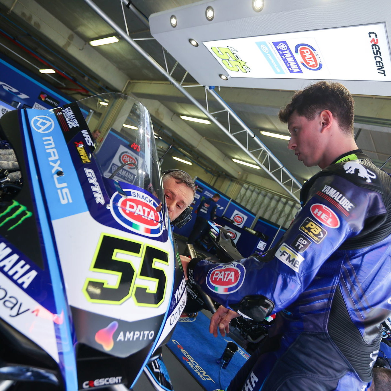 Andrea Locatelli, 2025 WorldSBK Portimao Test, pit box. Credit: WorldSBK.