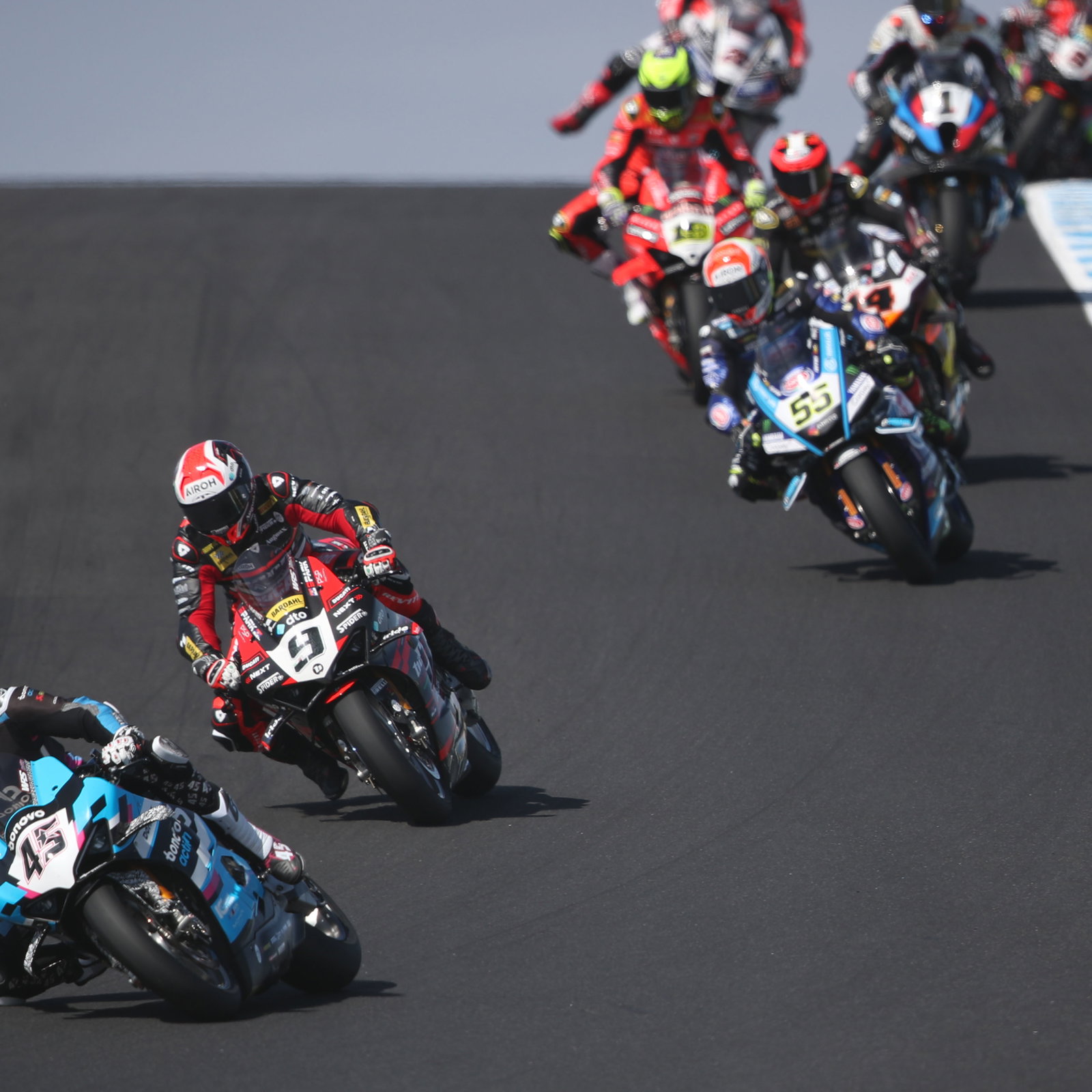 Scott Redding leads Danilo Petrucci, 2025 Australian WorldSBK. Credit: Gold and Goose.