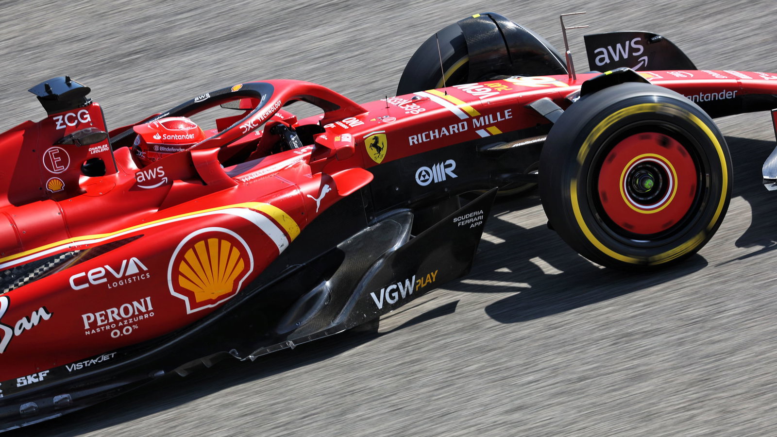 Charles Leclerc driving in pre-season testing last year