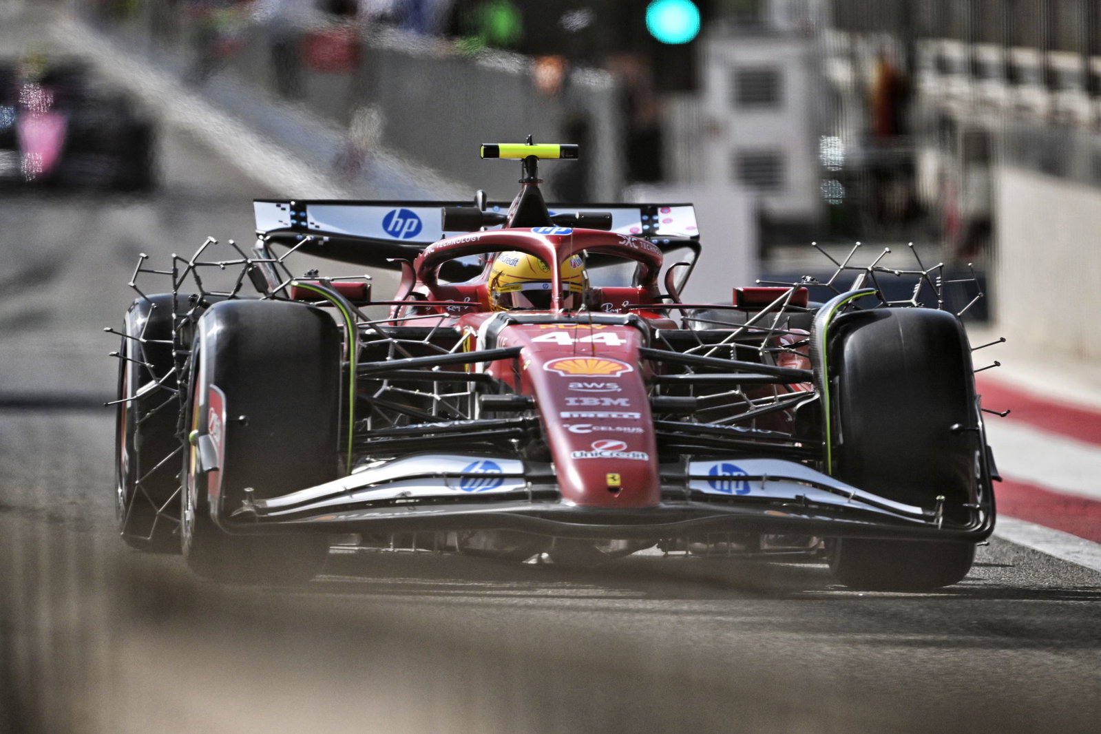 Lewis Hamilton on track in Bahrain