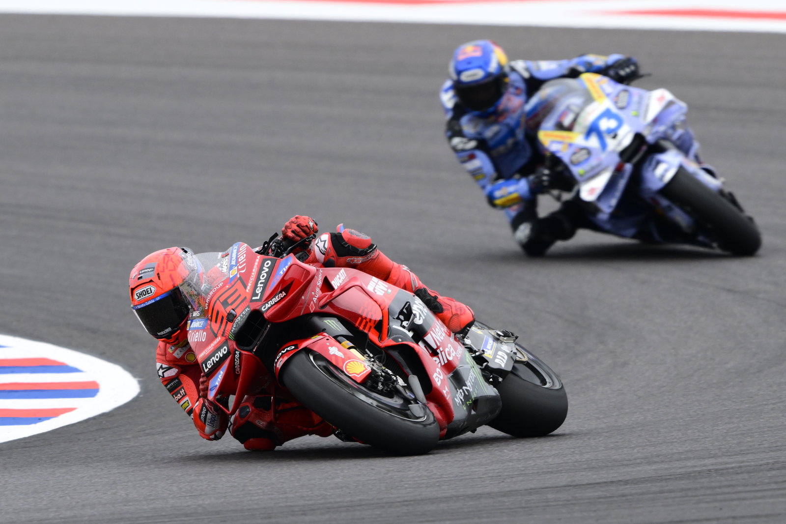Marc Marquez leads Alex Marquez, 2025 MotoGP Argentinian Grand Prix. Credit: Gold and Goose.