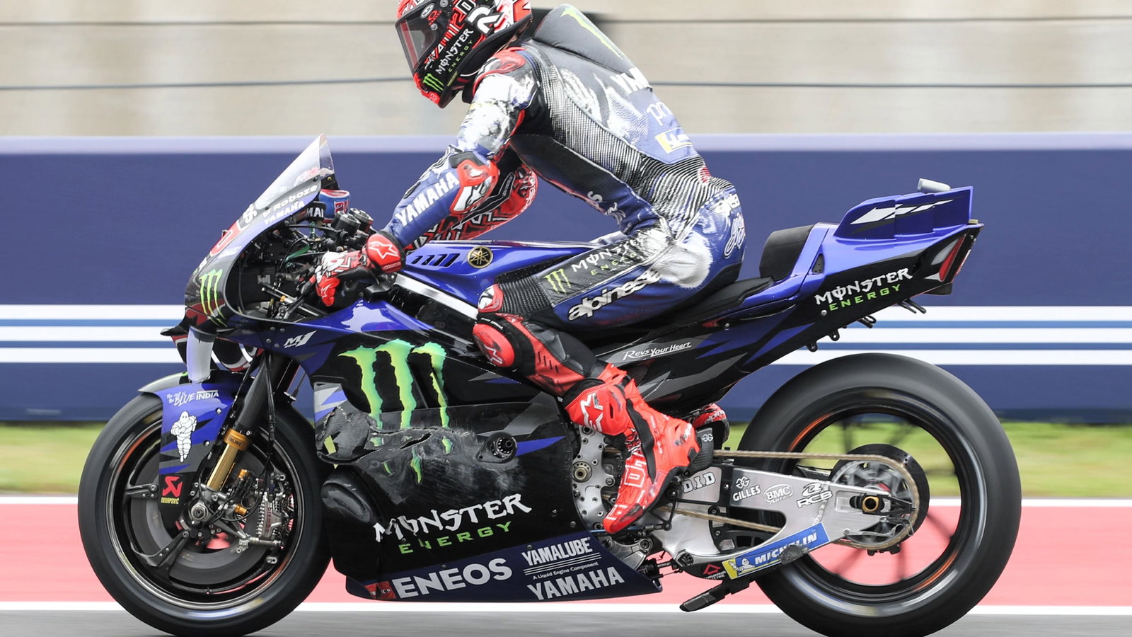 Fabio Quartararo, sighting lap crash, 2025 Americas MotoGP at COTA