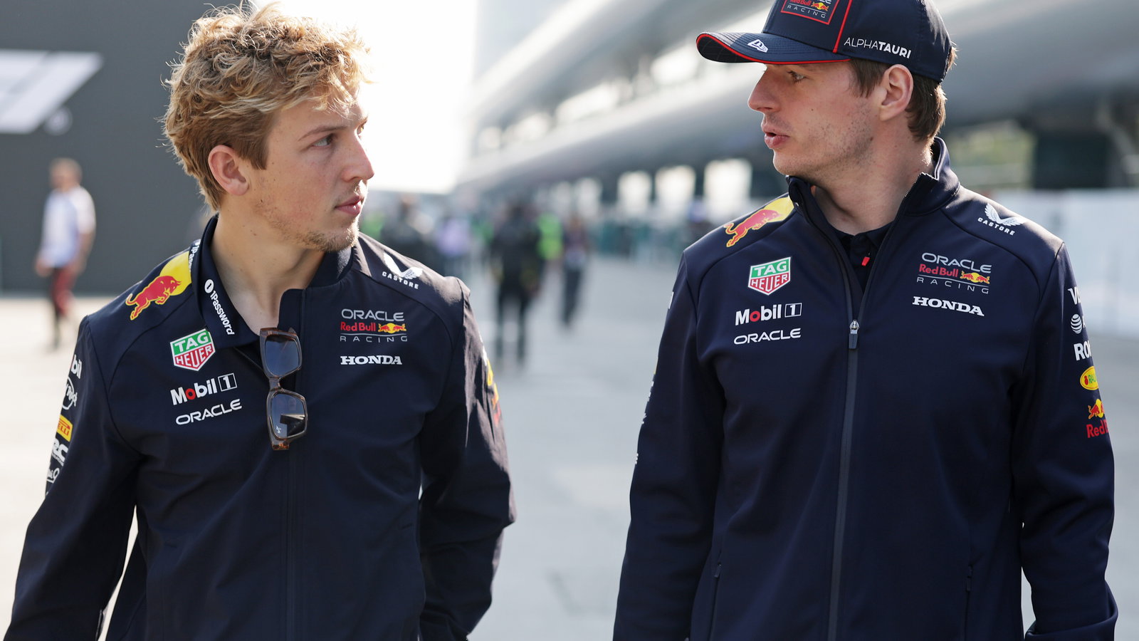Liam Lawson and Max Verstappen