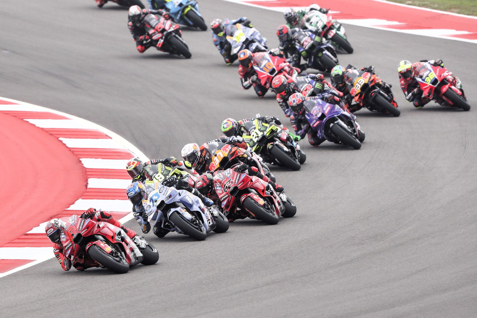 Marc Marquez leads, 2025 Americas MotoGP at COTA