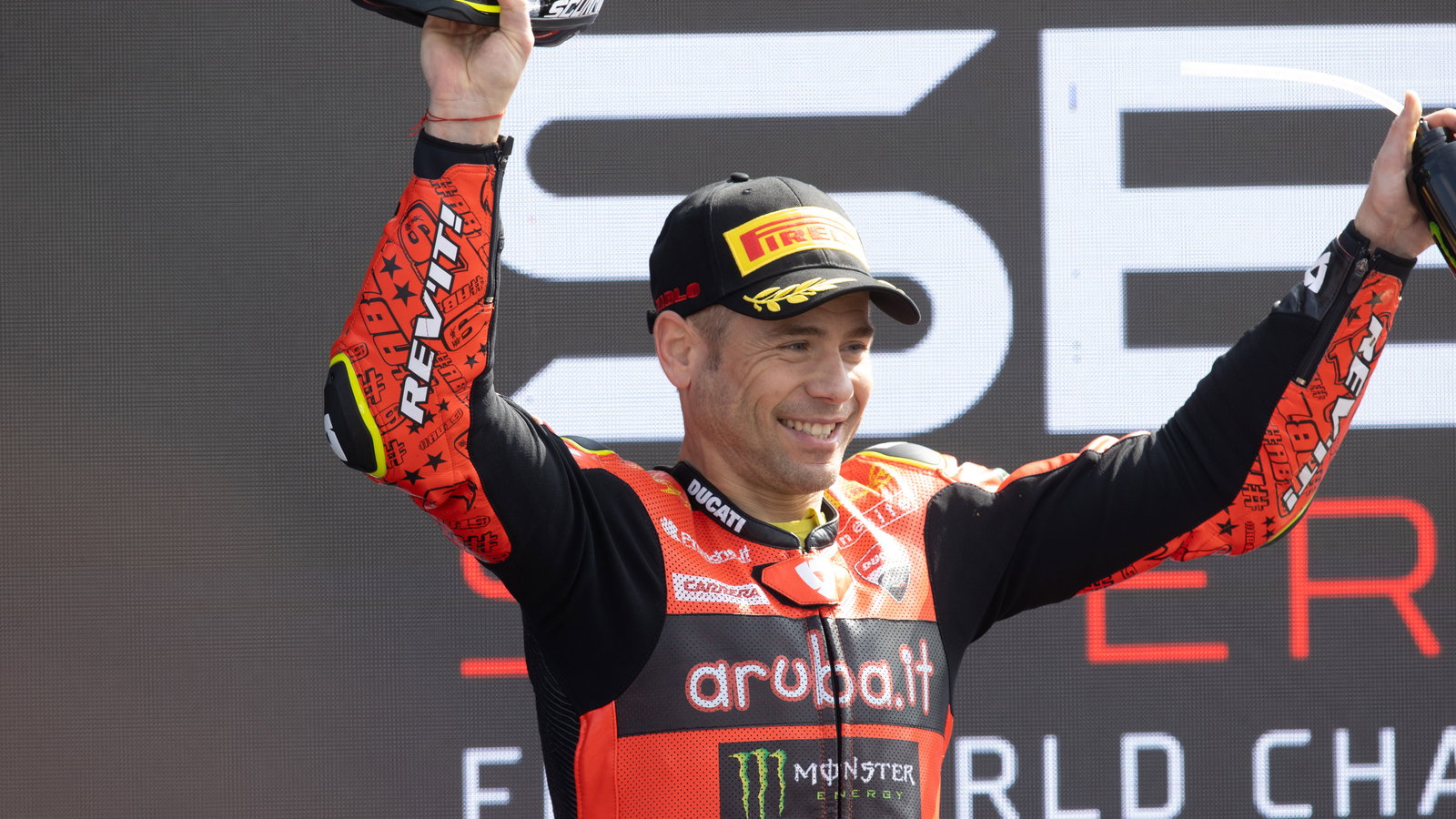 Alvaro Bautista, 2025 Dutch WorldSBK, podium. Credit: Gold and Goose.