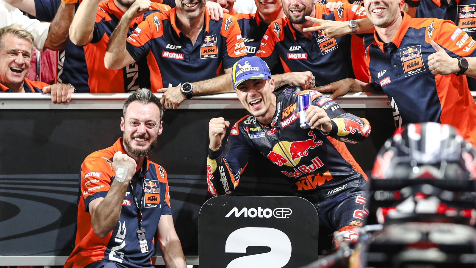 Maverick Vinales and Tech3 KTM celebrate 2nd, 2025 Qatar MotoGP