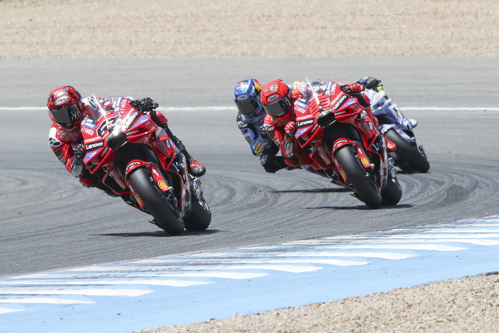 Francesco Bagnaia, Marc Marquez, 2025 MotoGP Spanish Grand Prix. Credit: Gold and Goose.