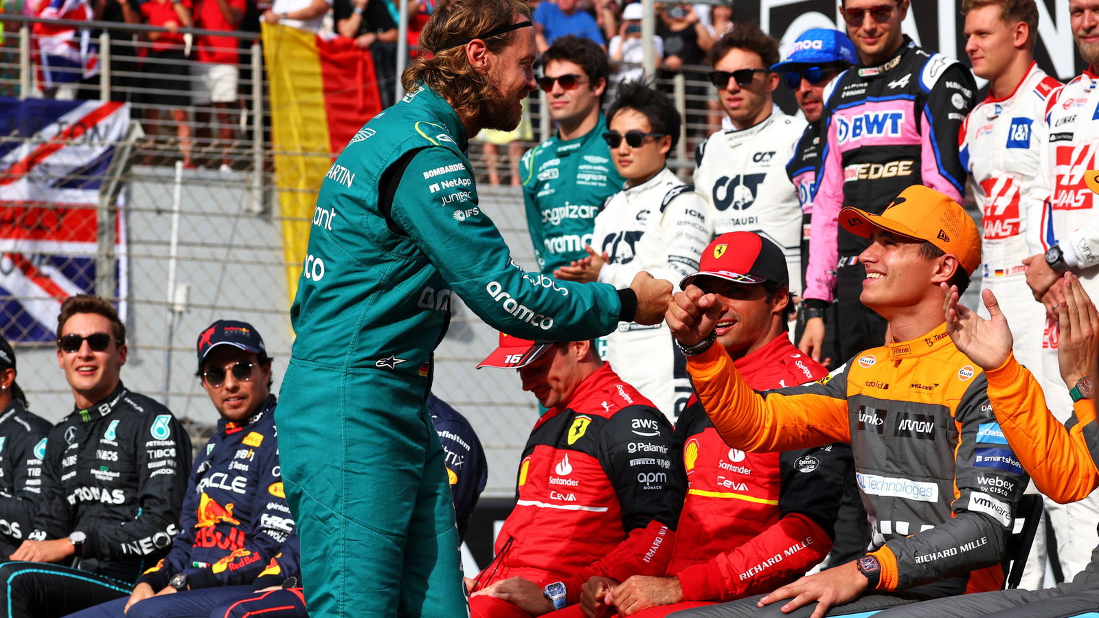 Sebastian Vettel and Lando Norris