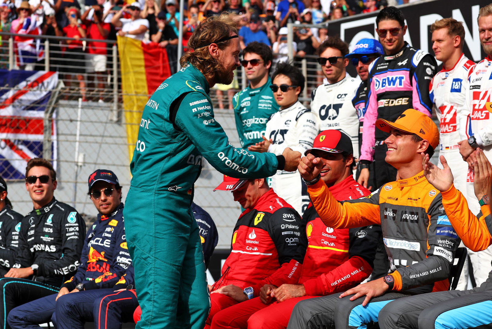 Sebastian Vettel and Lando Norris