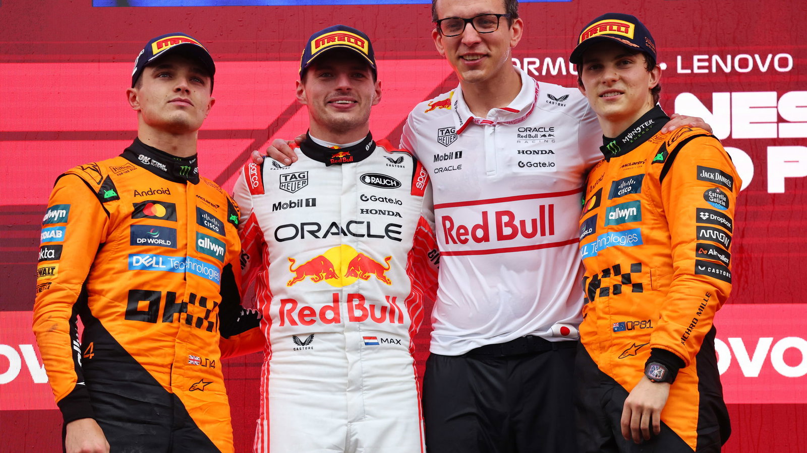 The top three finishers at the Japanese Grand Prix