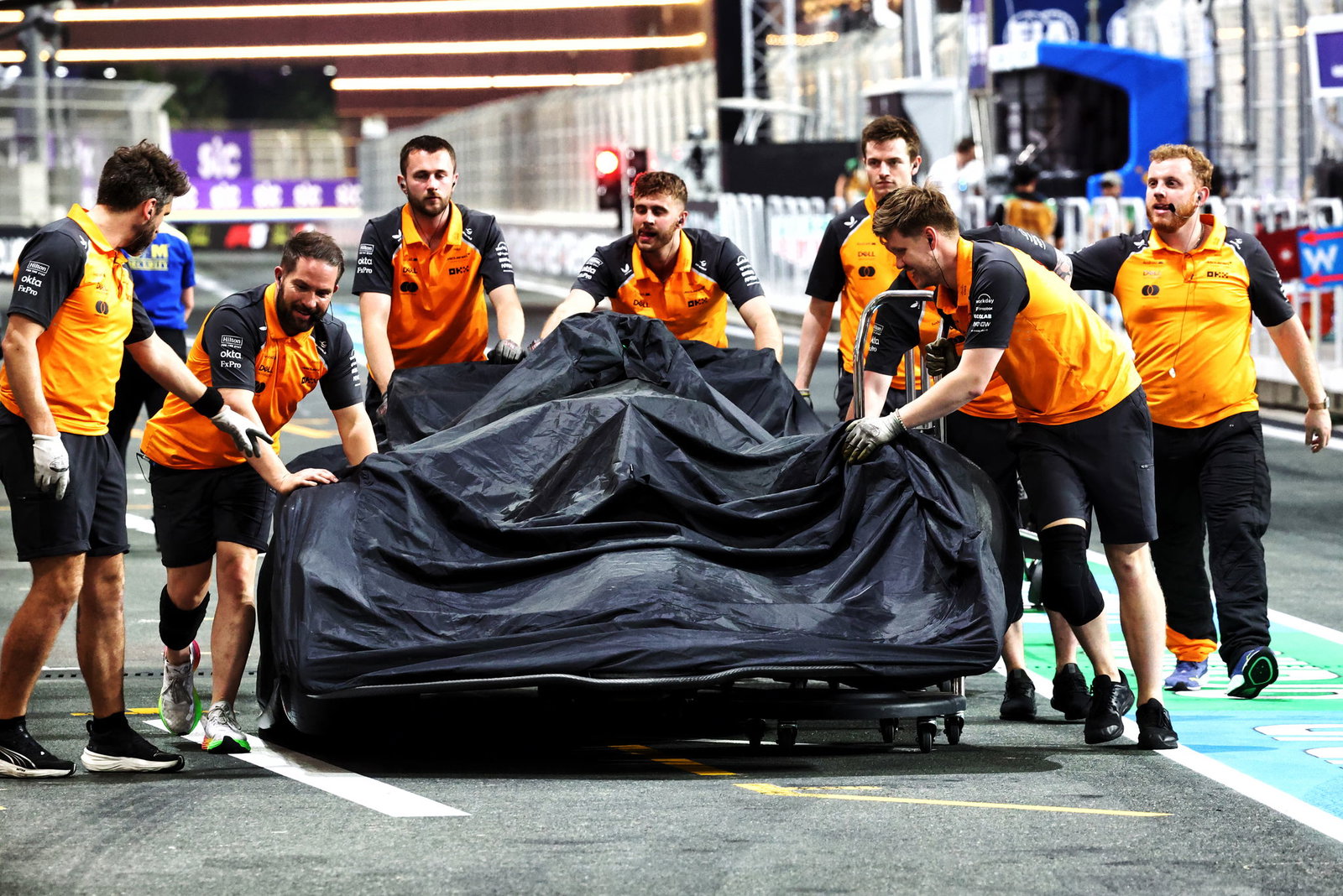Lando Norris's car is recovered after crash 