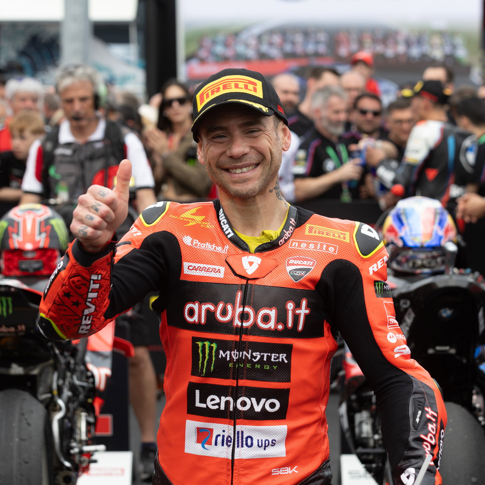 Alvaro Bautista, 2025 Italian WorldSBK, parc ferme. Credit: Gold and Goose.