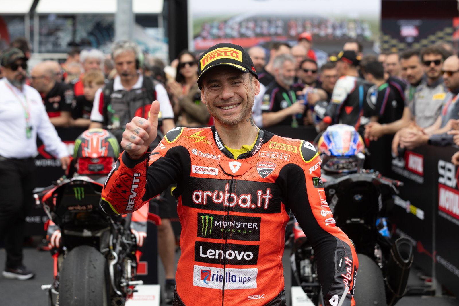 Alvaro Bautista, 2025 Italian WorldSBK, parc ferme. Credit: Gold and Goose.