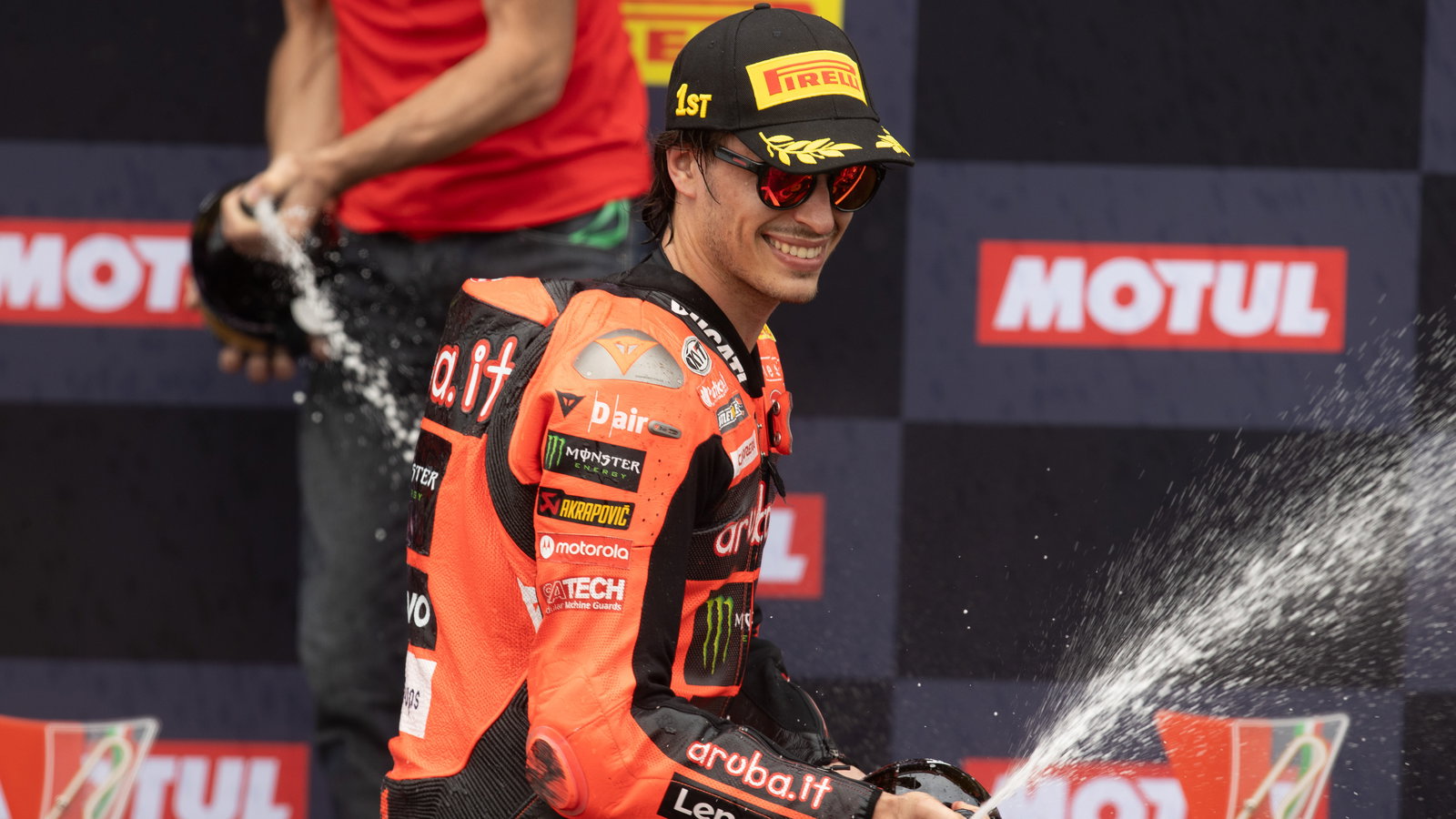 Nicolo Bulega, 2025 Italian WorldSBK, podium. Credit: Gold and Goose.