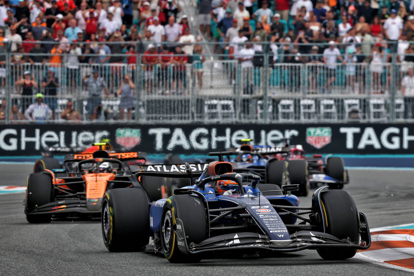 Alex Albon ahead of Lando Norris in Miami 