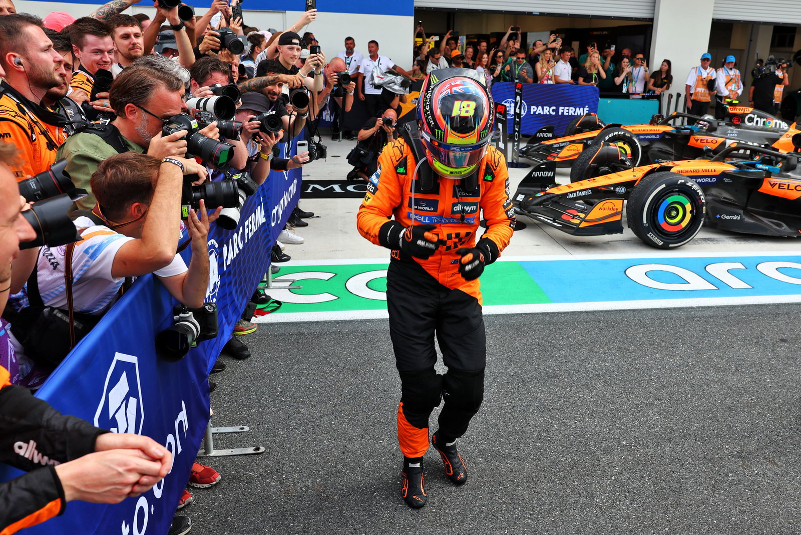 Oscar Piastri celebrates his Miami win