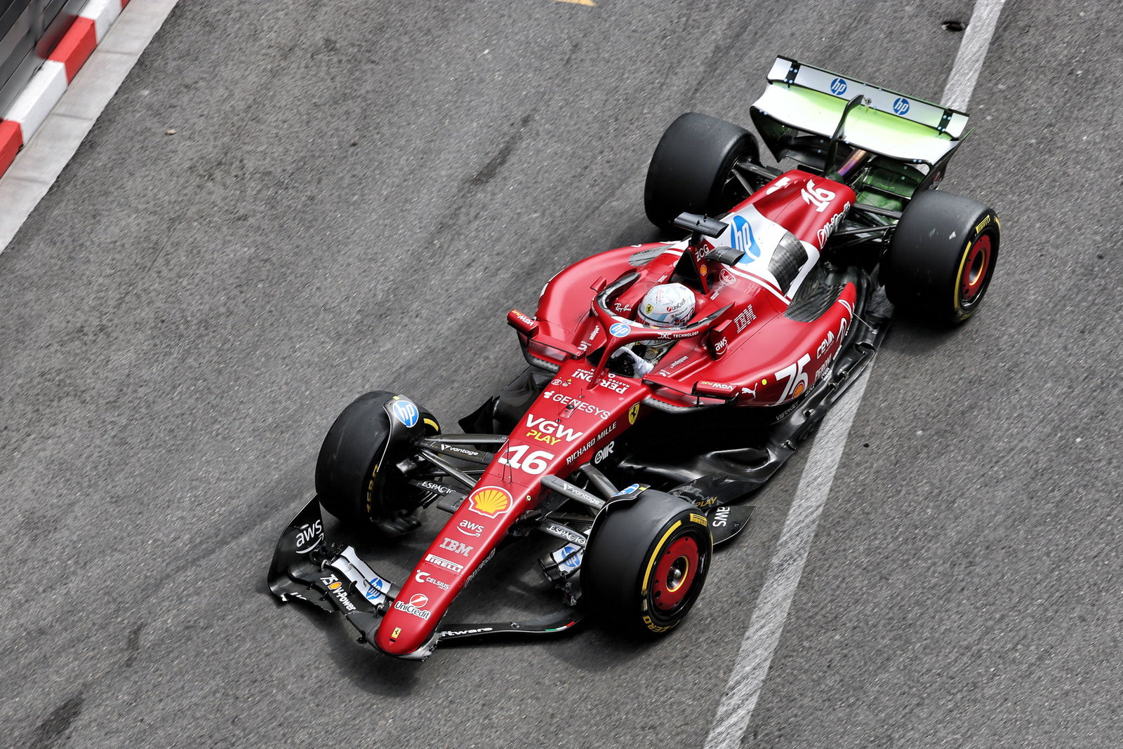 Leclerc suffered front wing damage in the collision 