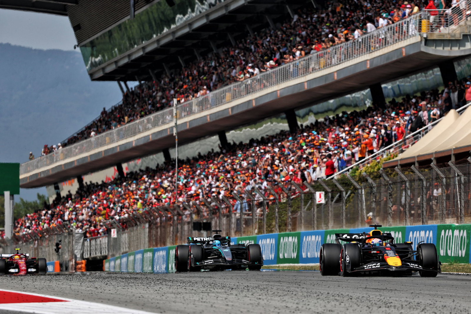 George Russell and Max Verstappen