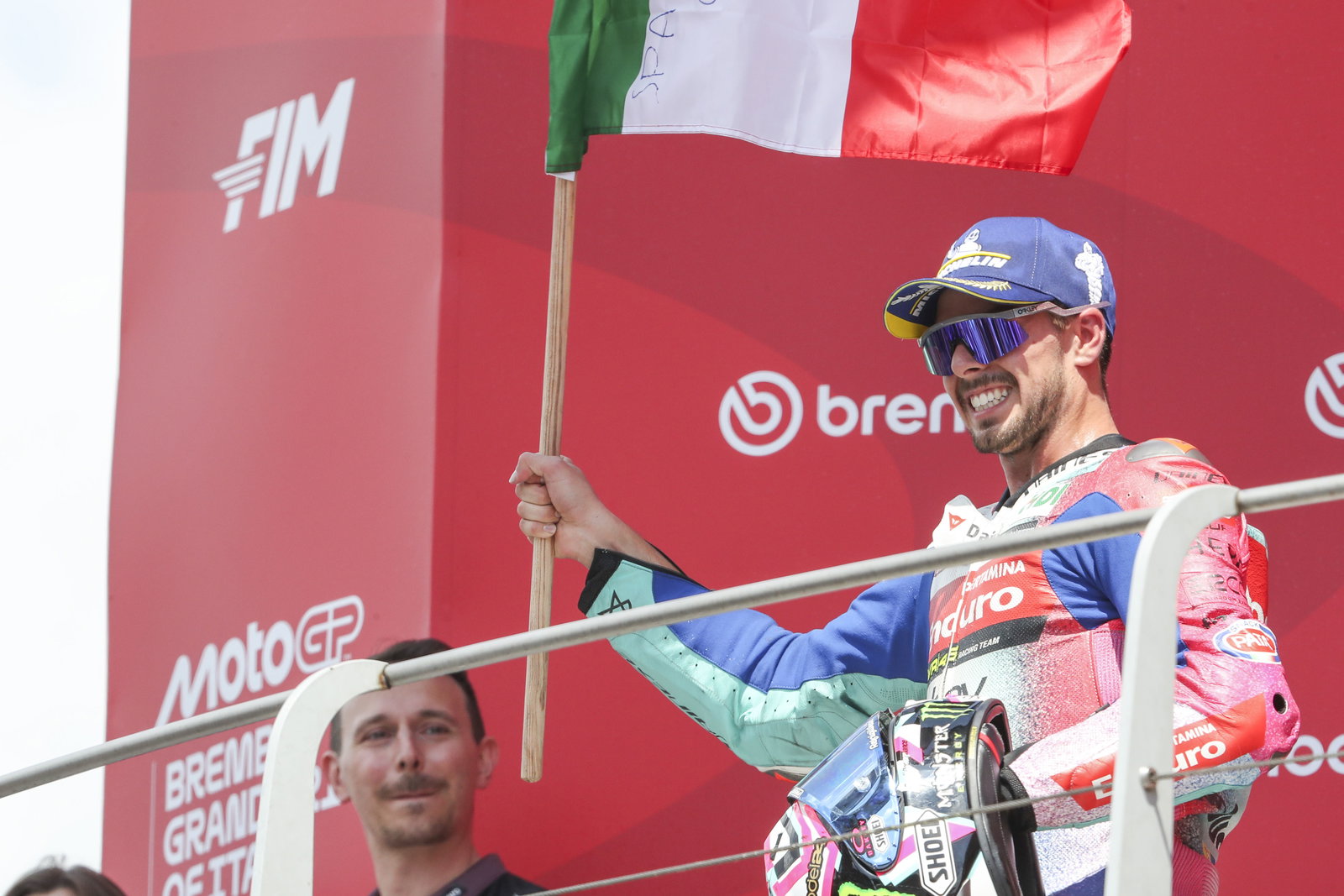 Fabio Di Giannantonio, 2025 MotoGP Italian Grand Prix, podium. Credit: Gold and Goose.