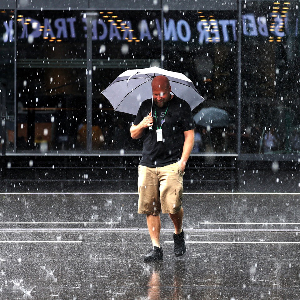 Heavy rain in the paddock