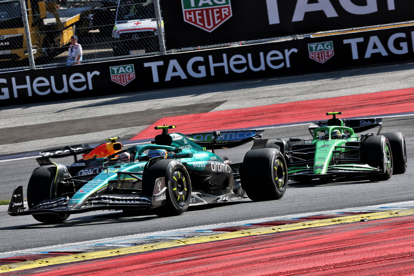 Fernando Alonso leads Gabriel Bortoleto