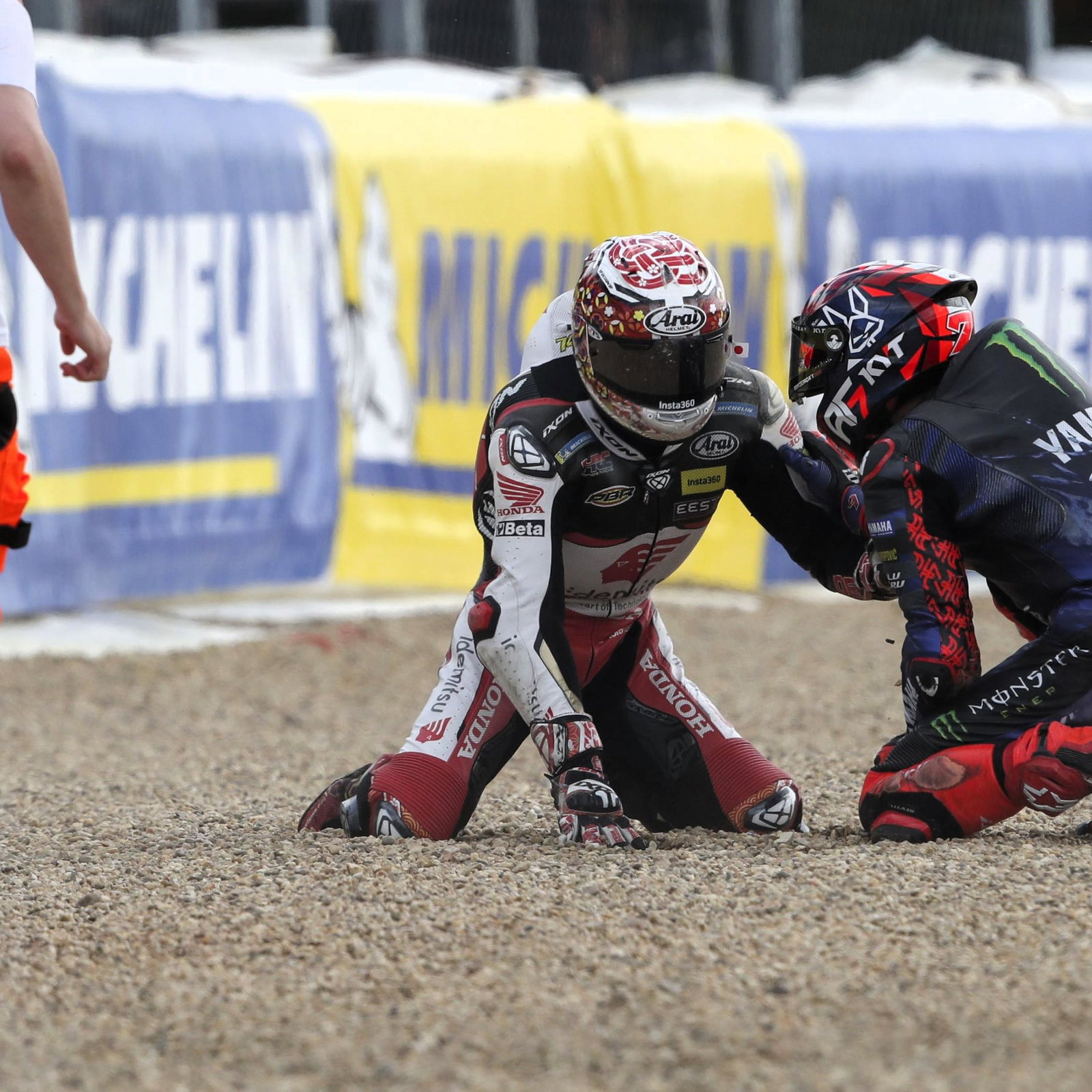 Takaaki Nakagami, Augusto Fernandez crash, 2025 Czech MotoGP Sprint