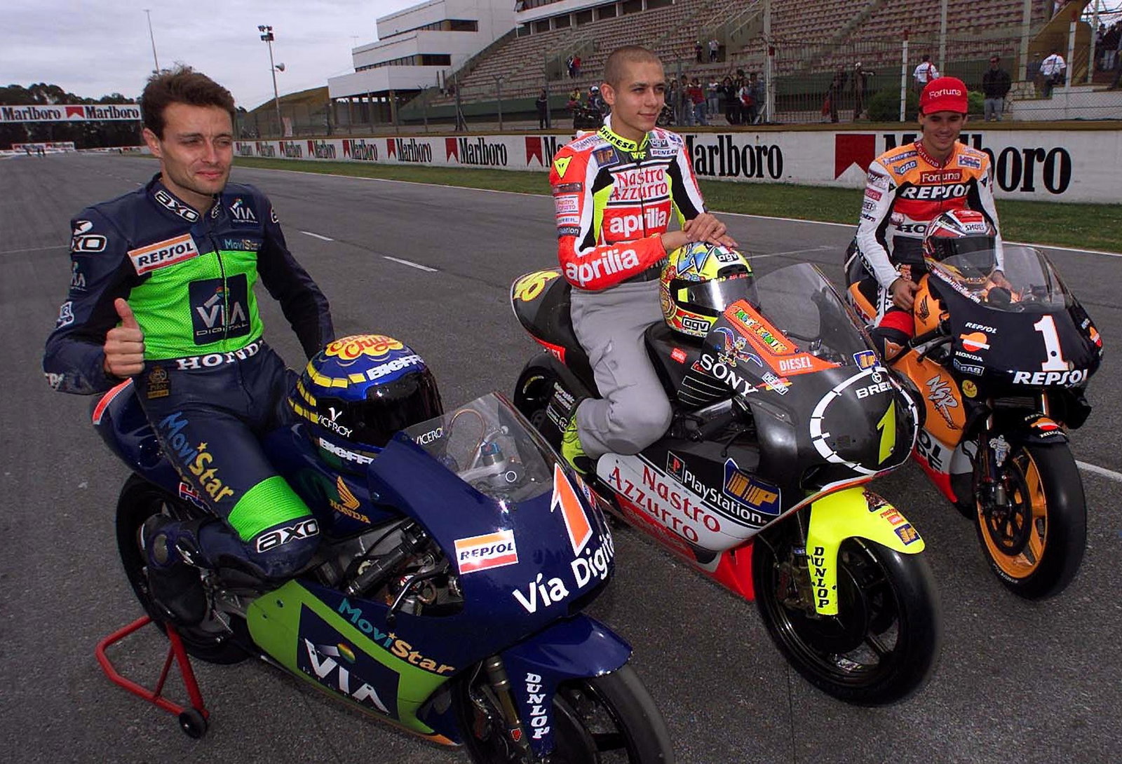 Alzamora, Rossi, Criville, Rossi, Argentine GP 1999