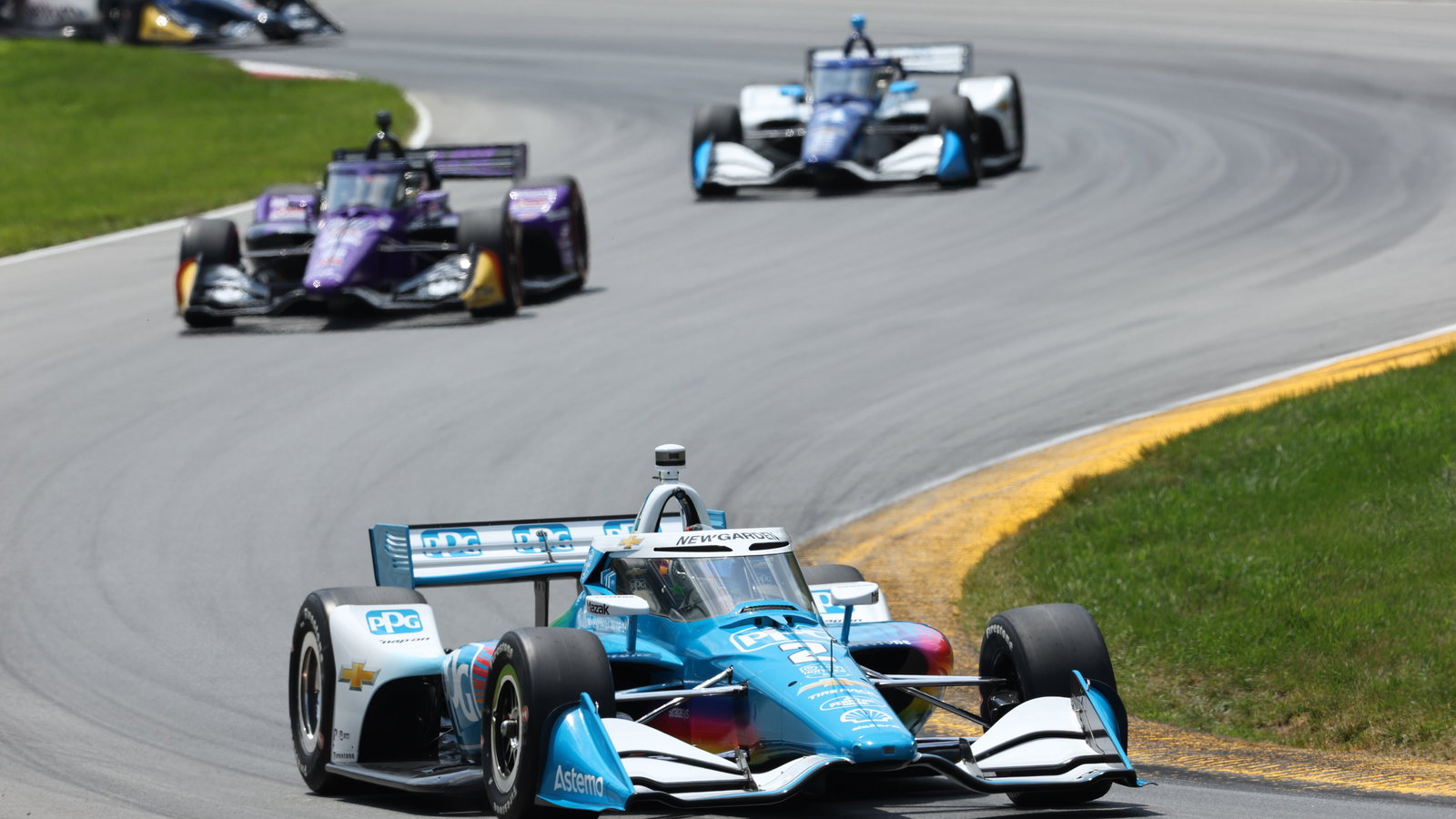 Newgarden retired from the Indy 200 at Mid-Ohio after a spin as soon as the track went green.