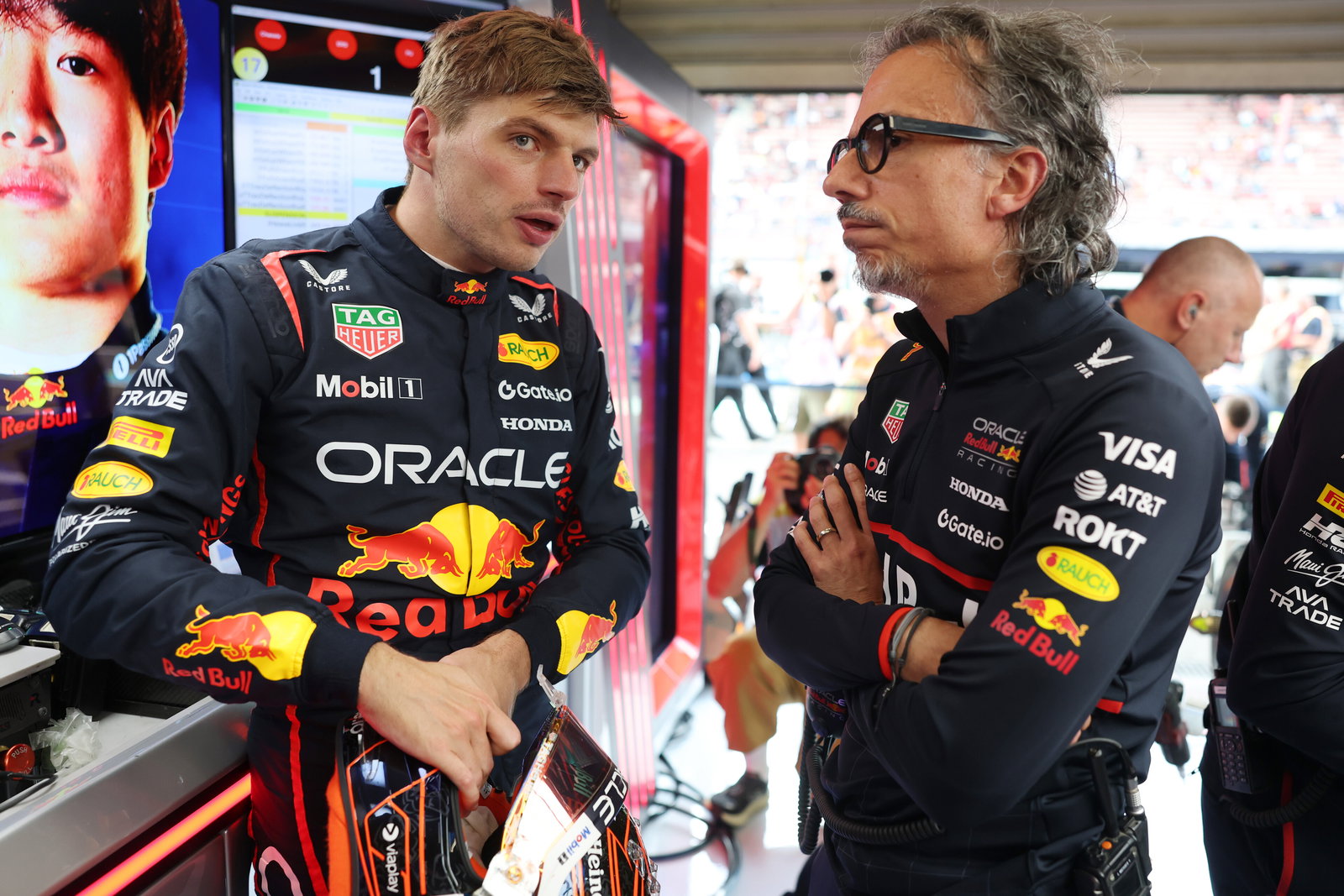 Max Verstappen and Laurent Mekies