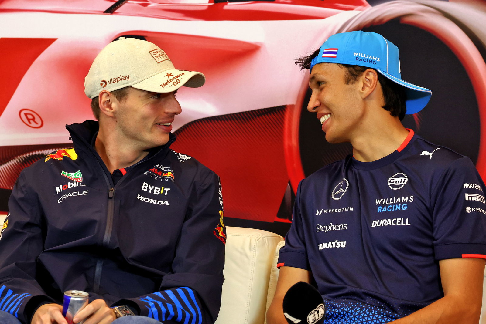 Max Verstappen and Alex Albon