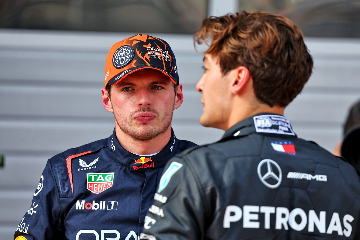 Max Verstappen and George Russell
