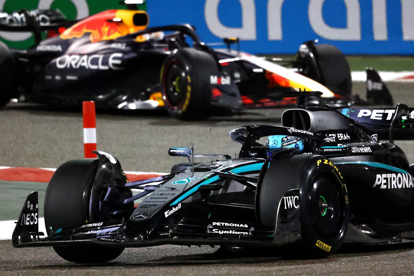 Max Verstappen and George Russell