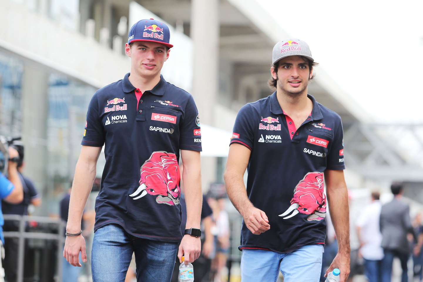 Max Verstappen and Carlos Sainz in 2015