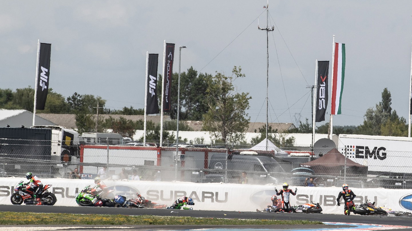 Crash in WSBK race one