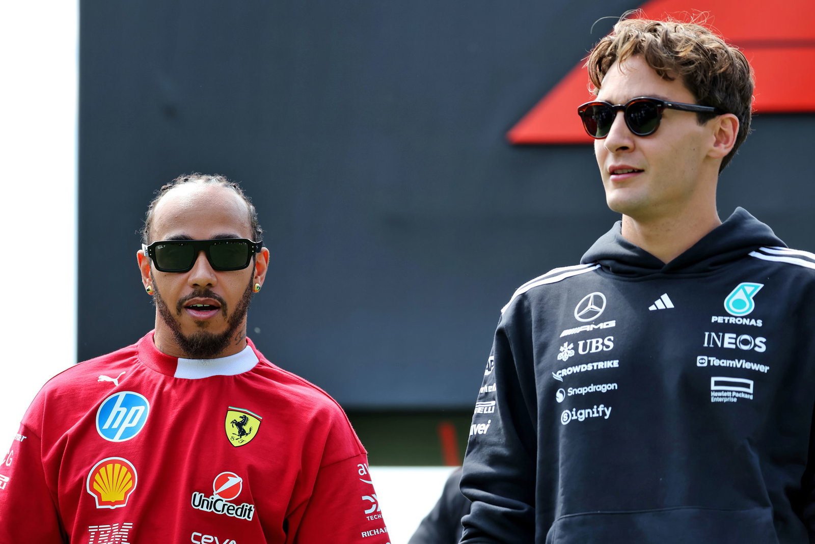 Lewis Hamilton and George Russell 