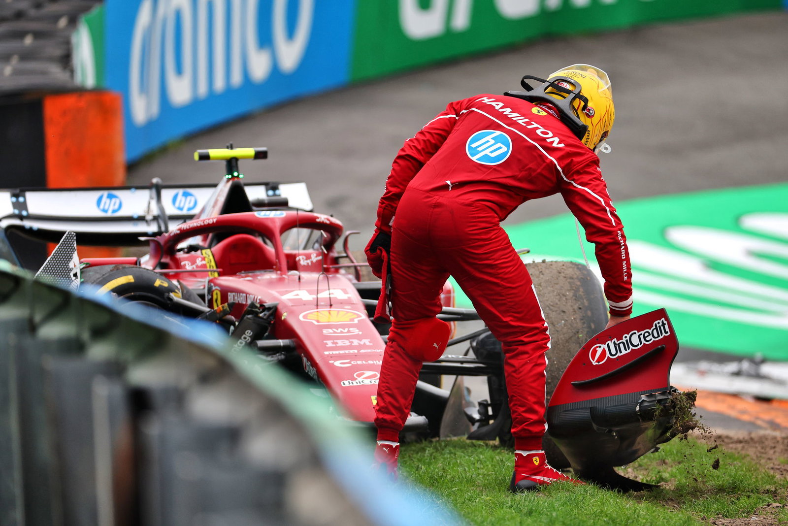 Hamilton was left picking up the pieces after he crashed 