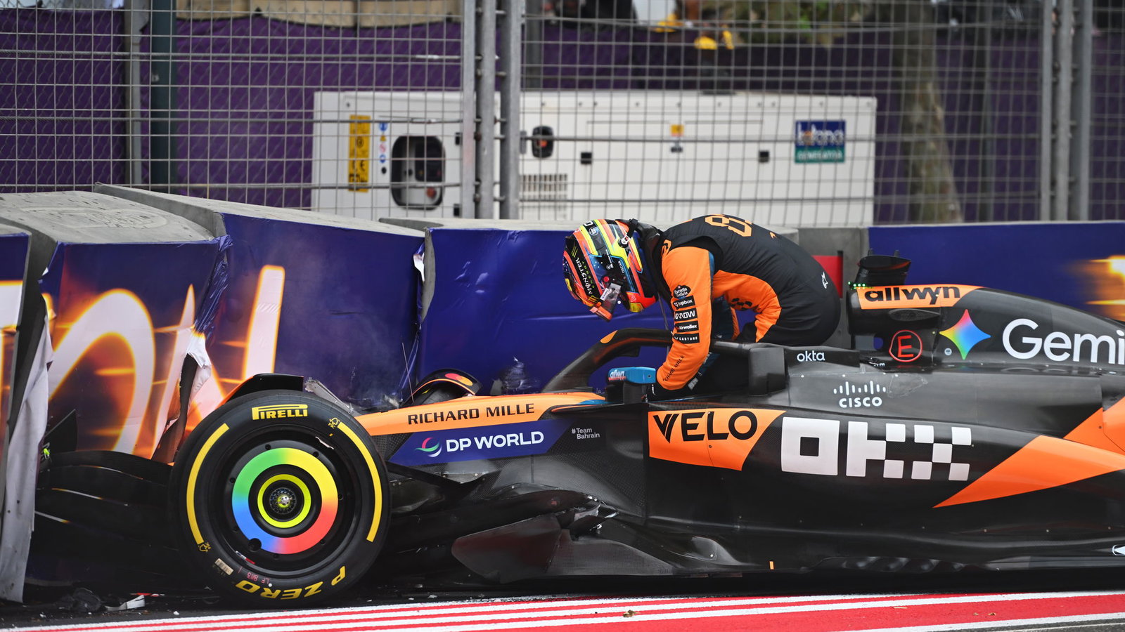 Piastri crashed out on the first lap in Baku