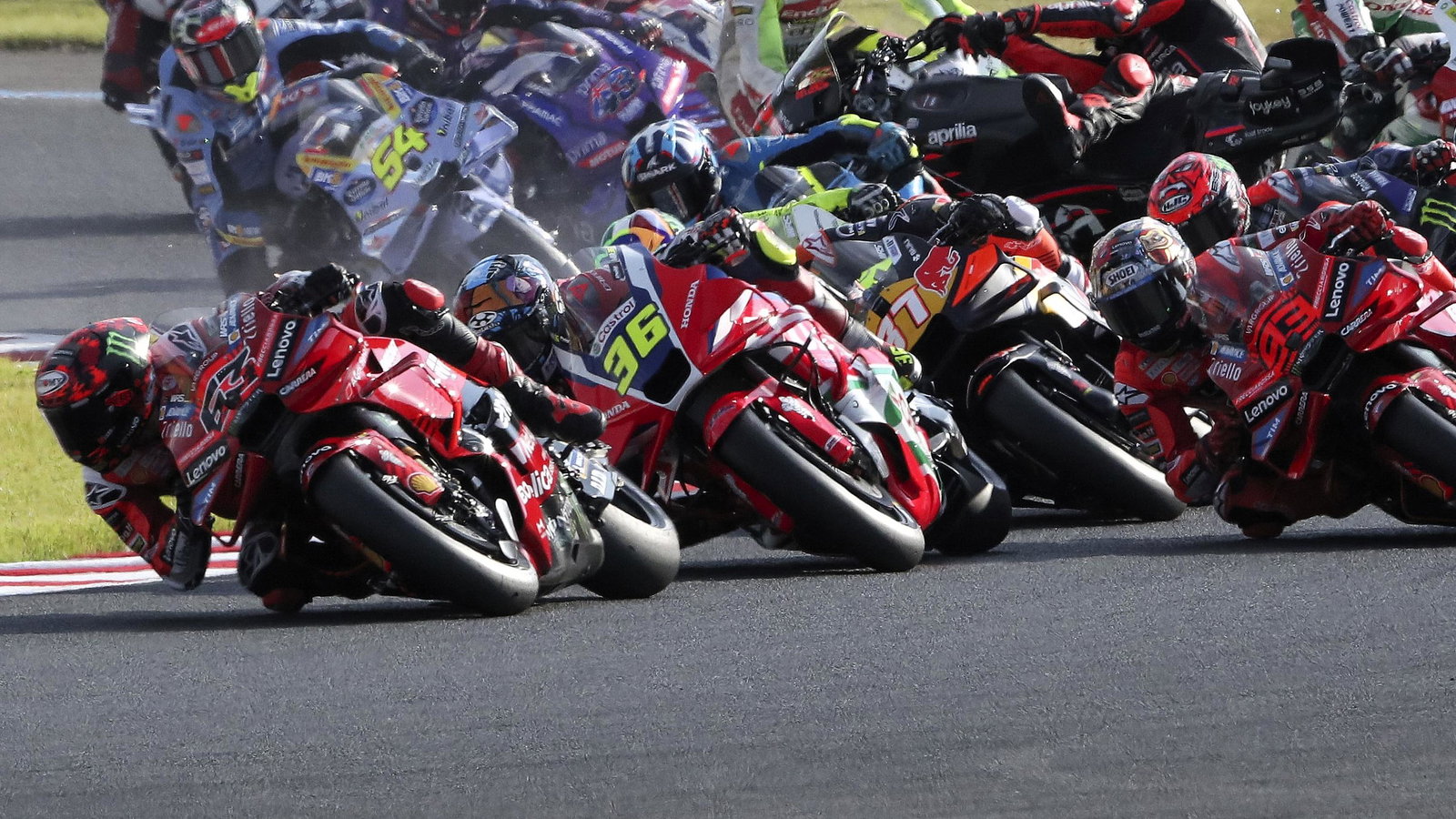 Bagnaia leads, Martin, Bezzecchi collide at start of 2025 Japanese MotoGP Sprint
