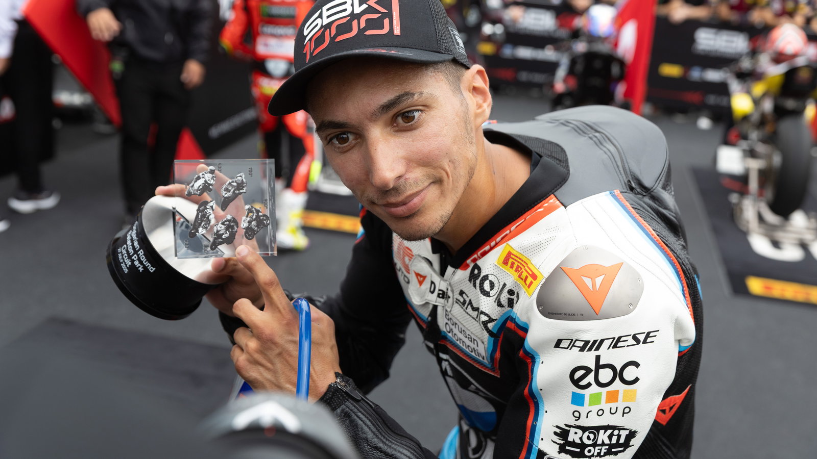 Toprak Razgatlioglu, 2025 Hungarian WorldSBK, parc ferme. Credit: Gold and Goose.