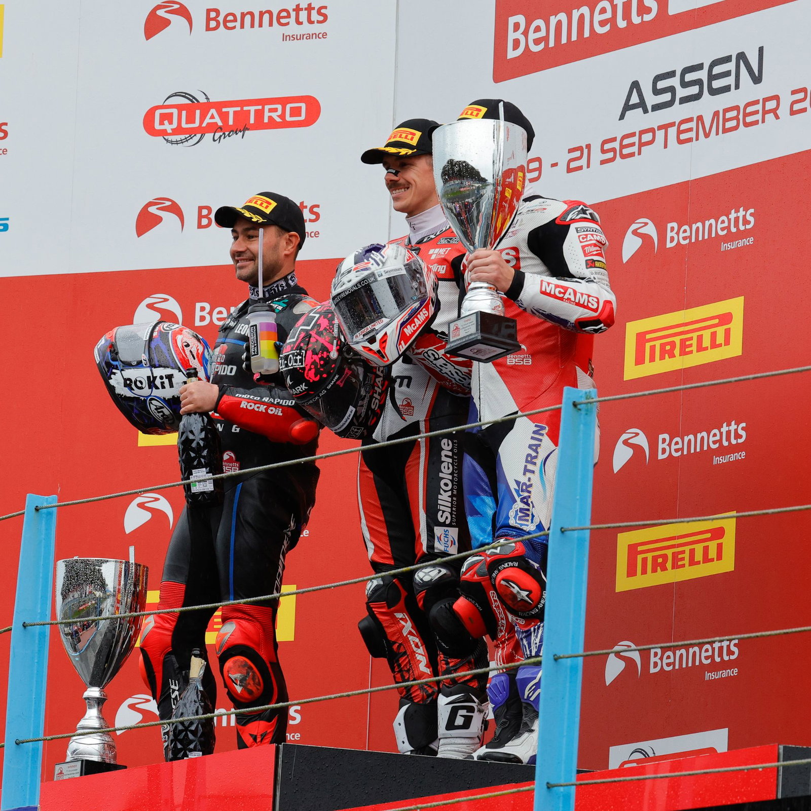 Race one podium, Assen, Redding, Haslam & Kent, BSB, 2025