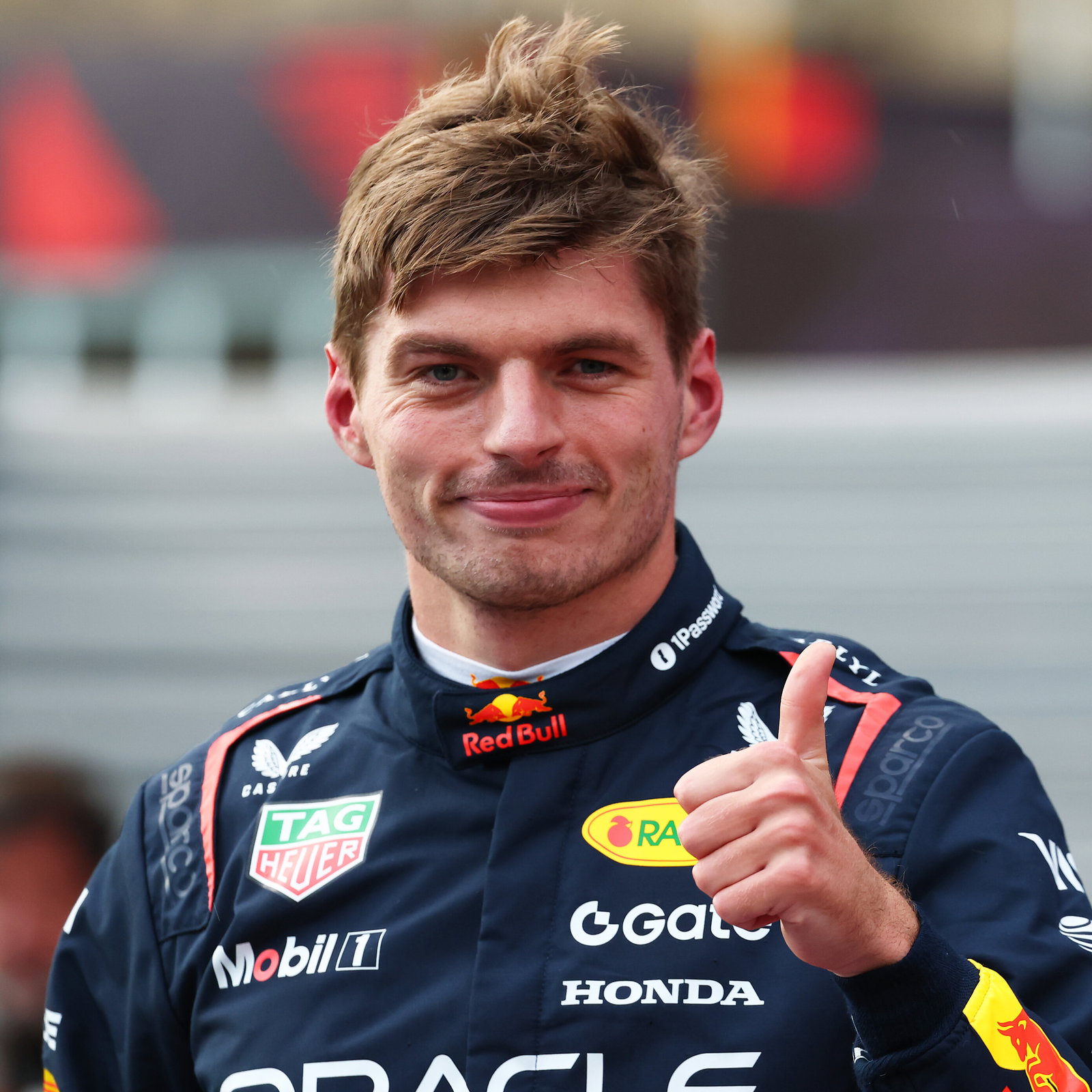 Max Verstappen celebrates pole