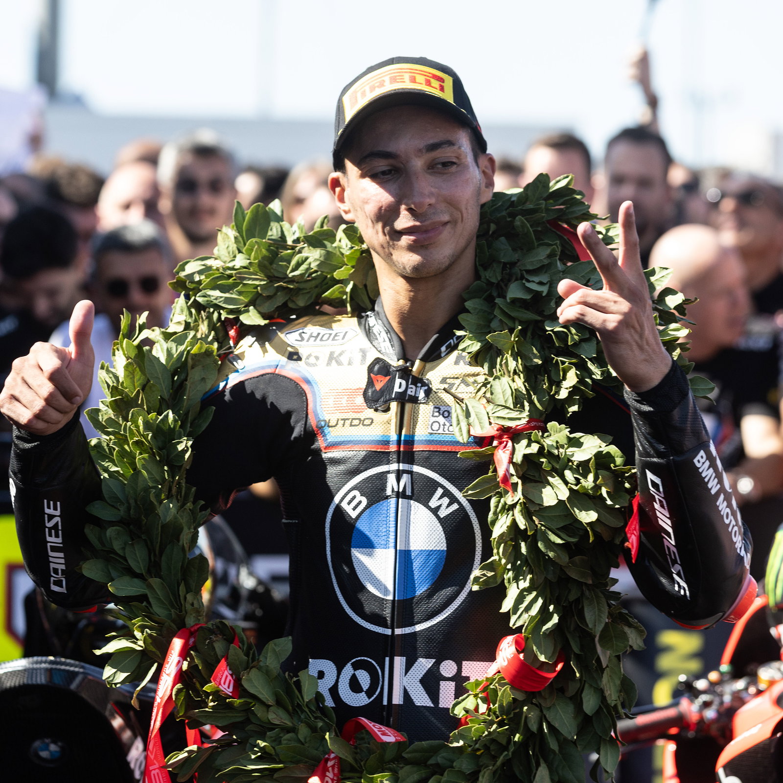 Toprak Razgatlioglu, 2025 Spanish WorldSBK, parc ferme. Credit: Gold and Goose.